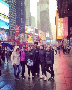 IWL Students in front of Times Square near the end of the day. 